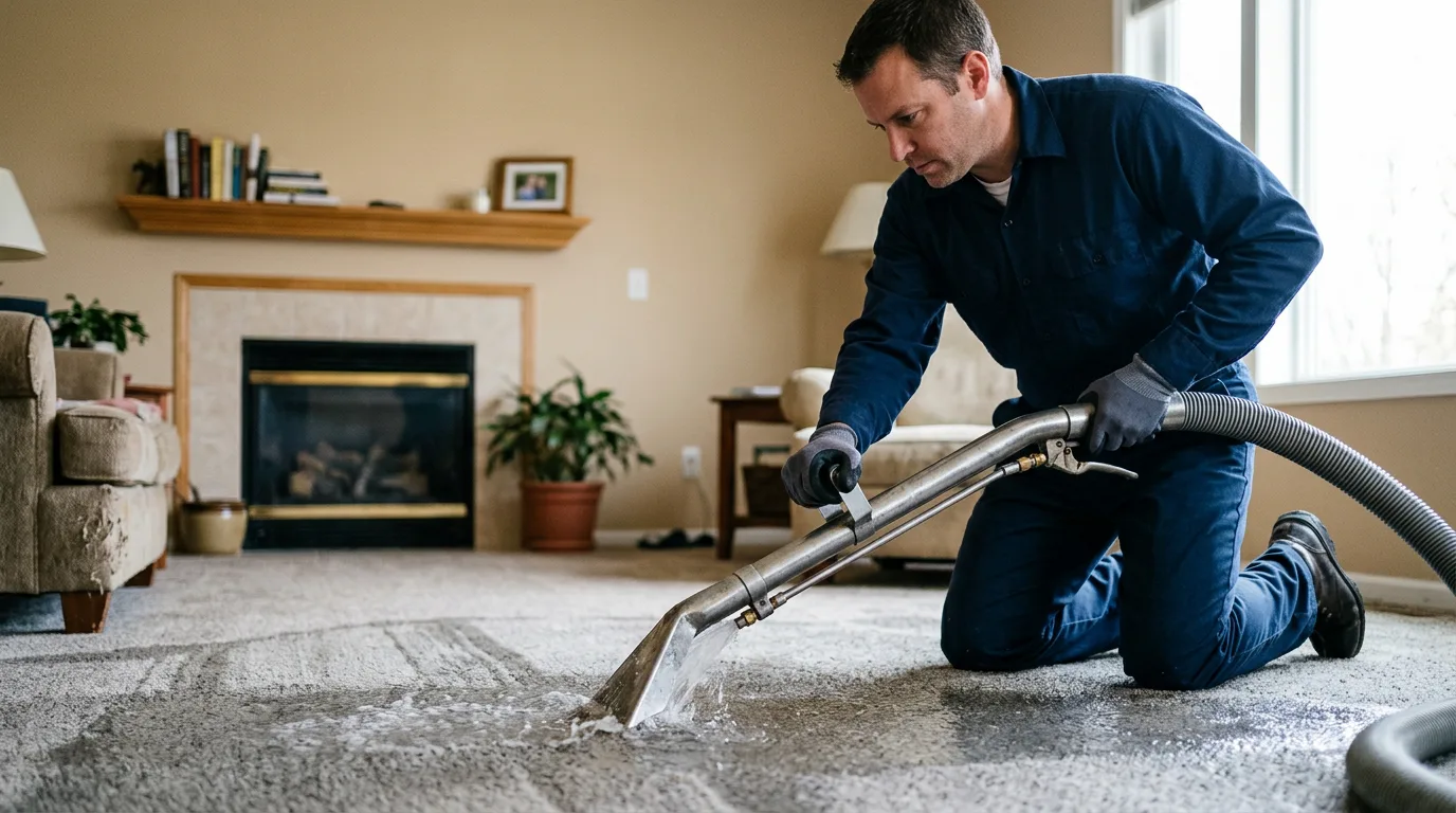 Water damage restoration technician working near Young America, IN